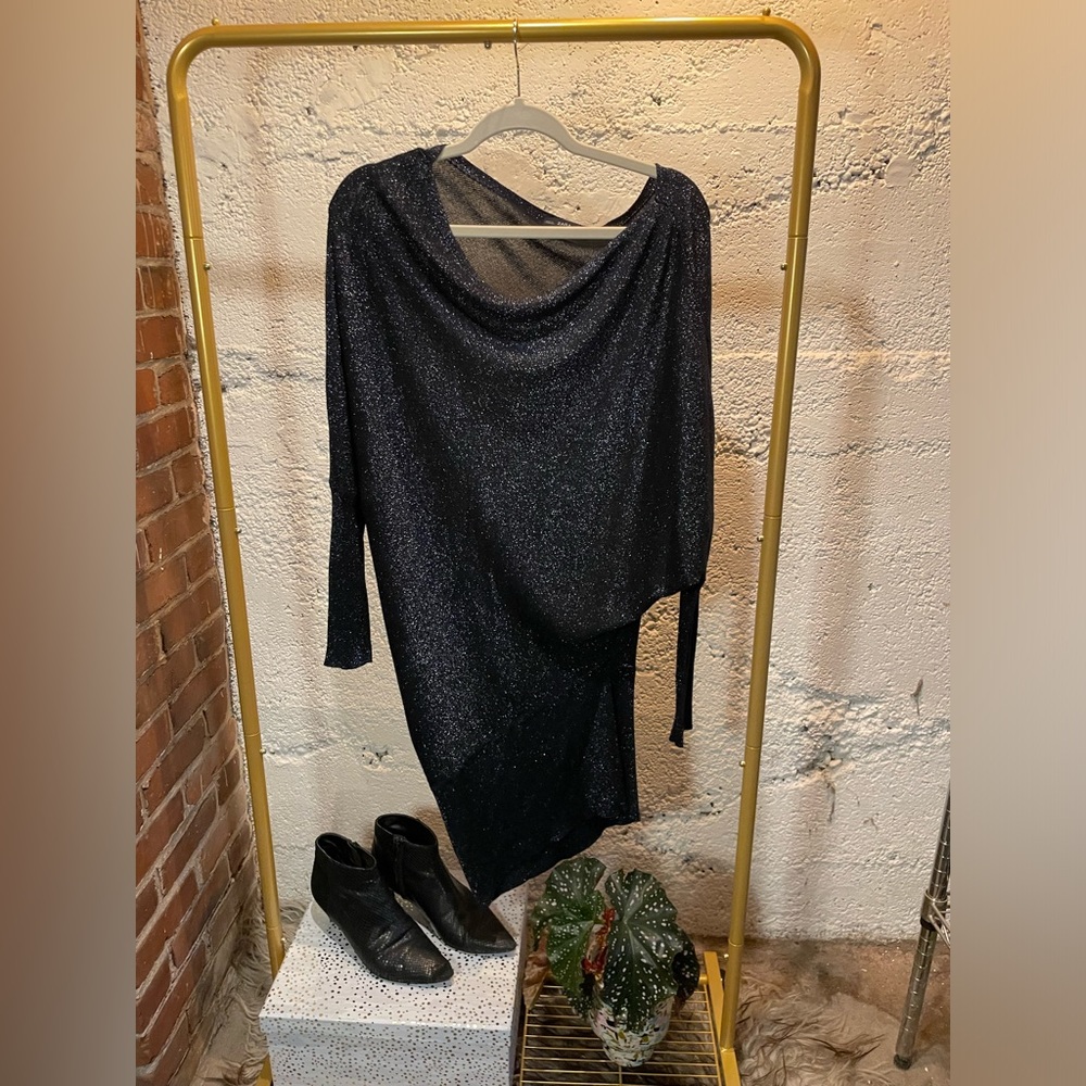 Zara Knit asymmetrical dress in midnight blue